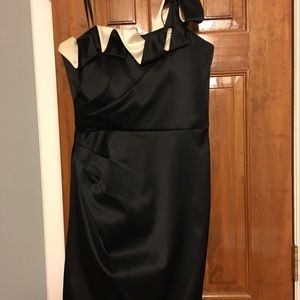 One shoulder black cocktail dress